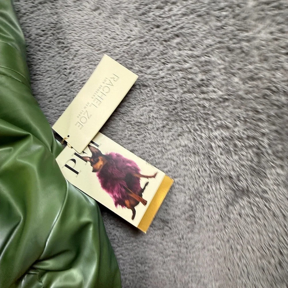 Rachel Zoe Pet Dog Puffer Jacket NWT XL Green Full Body Hooded Soft Fleece